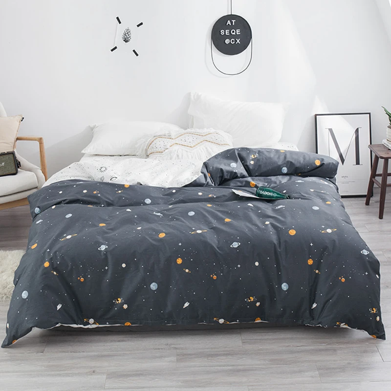 Роскошный хлопковый домашний текстиль с черным принтом постельное белье