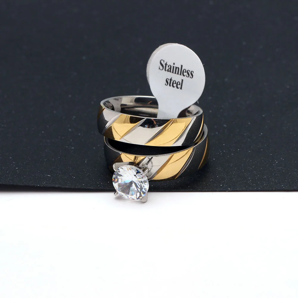 2019 New Arrival 316 Titanium Steel Cz Silver Color Ring Sets Wedding Engagement Band Endless Love Symbol Jewelry Men Women | Украшения и
