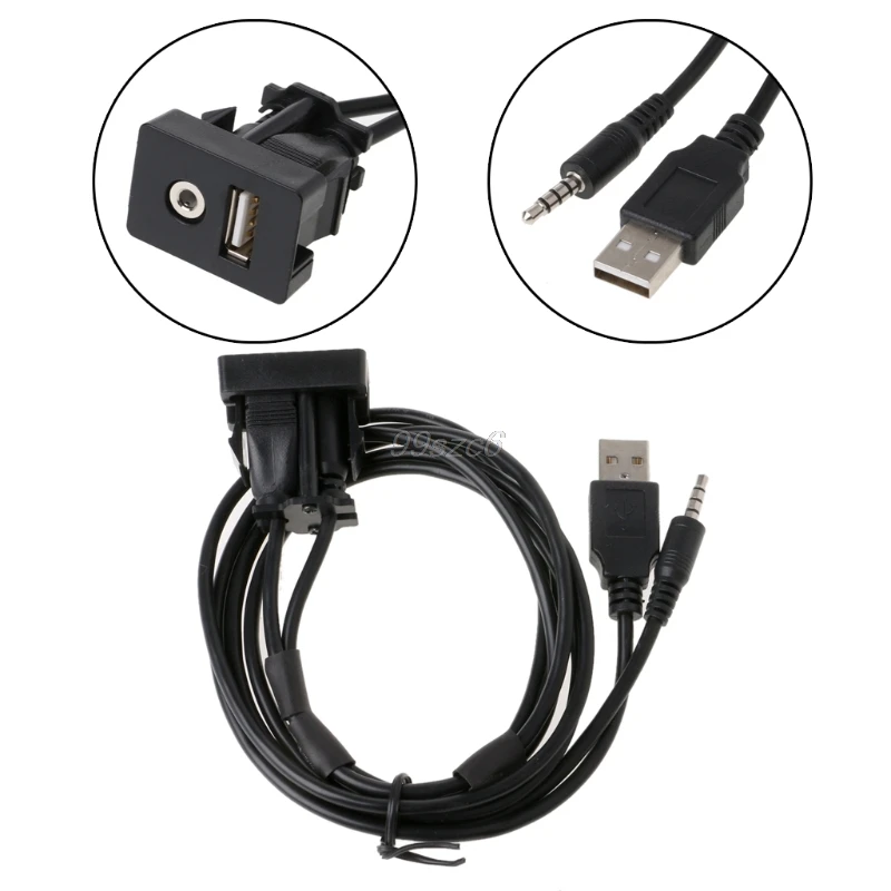 1 м Автомобильный Dash флеш-крепление USB порт авто лодка 3,5 мм AUX USB удлинитель адаптер июня Прямая поставка