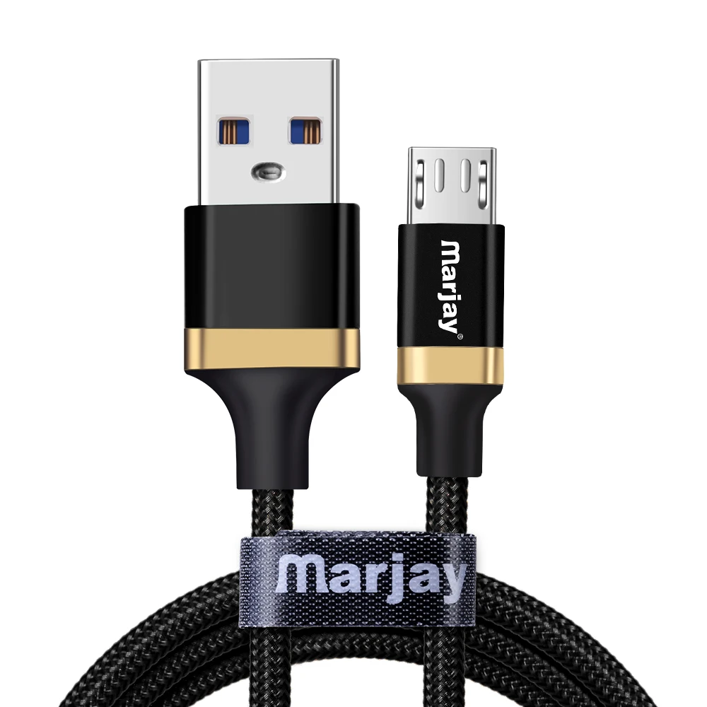 Marjay Micro USB кабель 2.4A нейлоновая оплетка быстрое зарядное устройство USB кабель для samsung Xiaomi huawei LG Mcirousb кабель для передачи данных для мобильного телефона