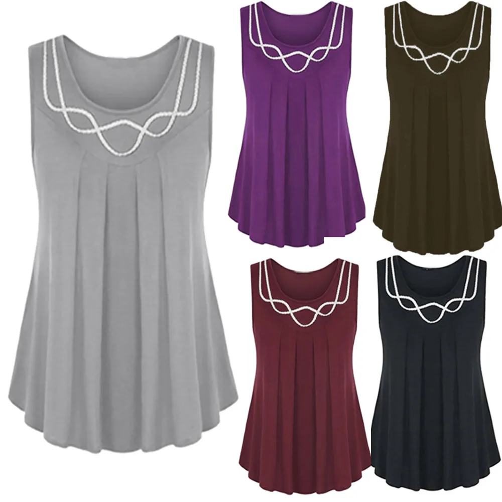 Женский жилет с круглым вырезом SAGACE однотонный топ без рукавов большого размера