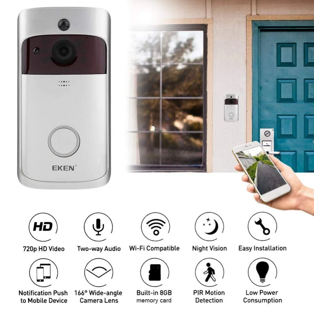 HD 720P wifi дверной Звонок камера Смарт wifi видео дверной звонок PIR камера ночного видения двухсторонний аудио аккумулятор дверной звонок Водонепроницаемый Чехол