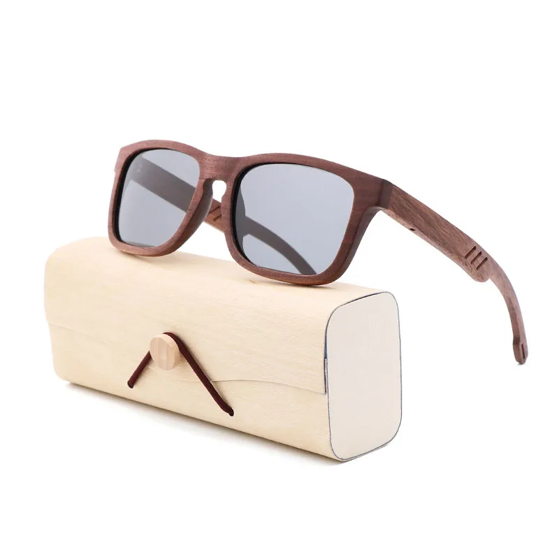Gray WoodpeelBox Новые экологически чистые ретро солнцезащитные очки мужские модные трендовые солнечные очки черные ореховое дерево UV400 поляризационные солнцезащитные очки - Цвет линз: Gray WoodpeelBox