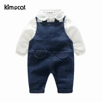 kimocat baby boy clothes 2pcs shirtsuspenders baby clothing sets gentleman newborn clothes set for boys high quality cotton