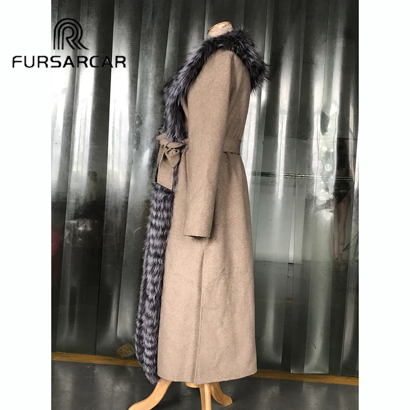 Женское меховое пальто FURSARCAR роскошное зимнее из овечьей шкуры с воротником