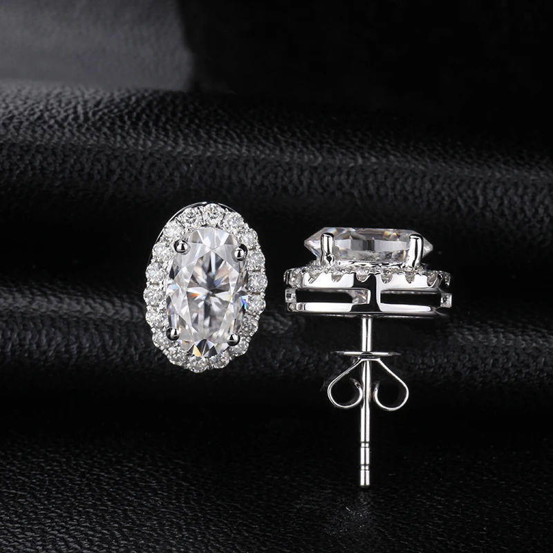 1 0 CT EF цветные прозрачные овальные серьги гвоздики с бриллиантами Moissanite 18 k белое