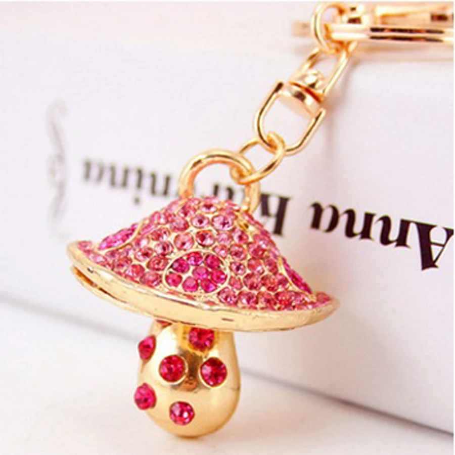 Новинка Изысканный милый брелок грибы с кристаллами для сумок автомобильных