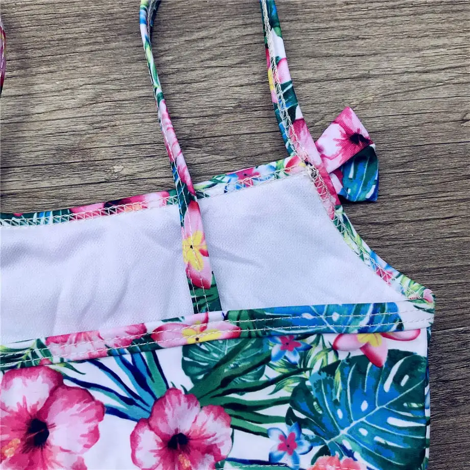 Женский цветочный купальник для маленьких девочек детский из двух предметов