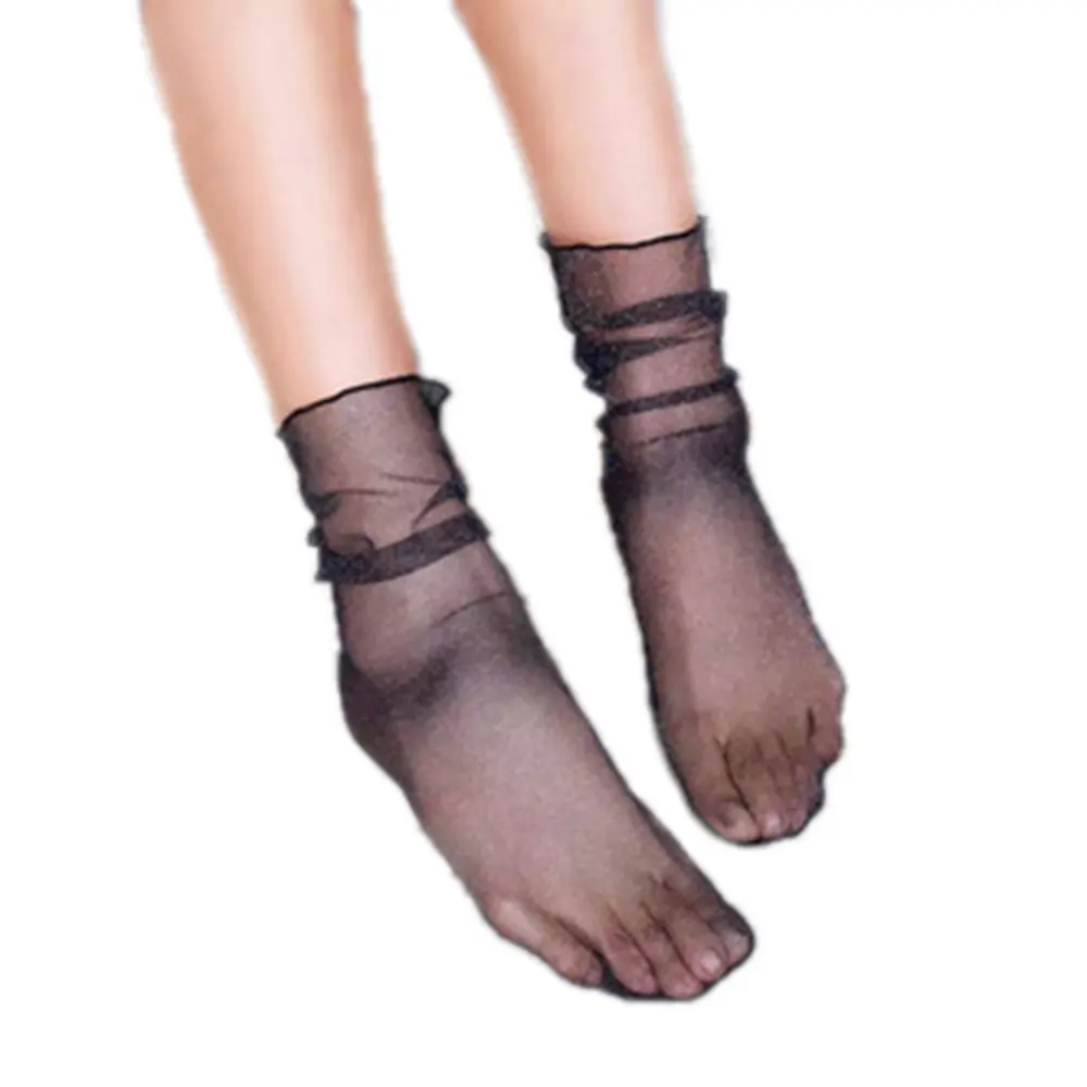 Кружевные сетчатые носки женские тонкие прозрачные без пятки милые дышащие до