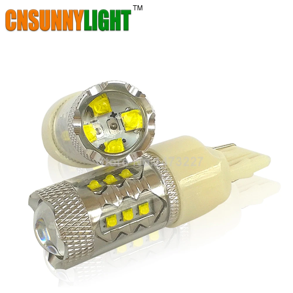 CNSUNNYLIGHT 7440 W21/5W T20 w/ XB-D Chips 16 SMD Автомобильная светодиодная лампа с клиновидным