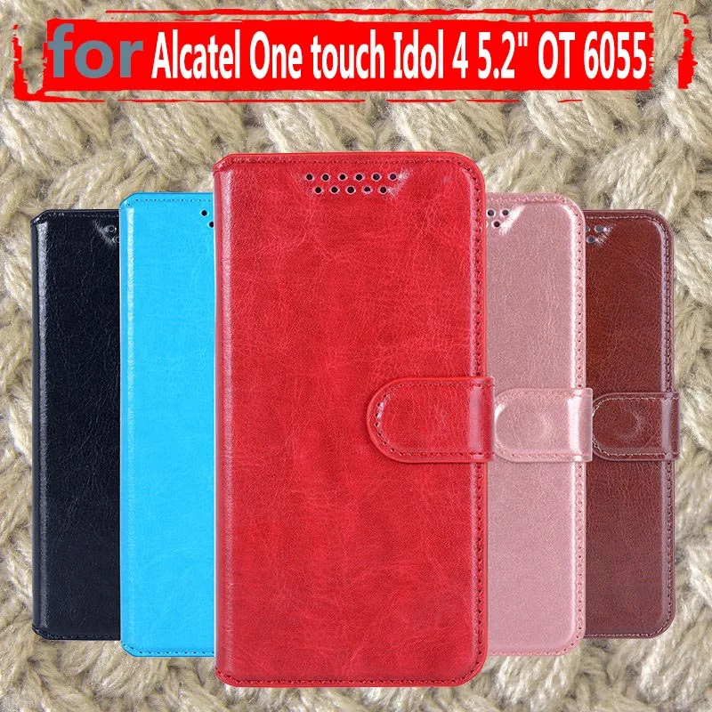 Чехол-книжка для Alcatel idol 4 кожаный чехол-книжка Alcael One Touch idol4 6055 чехол-бумажник с