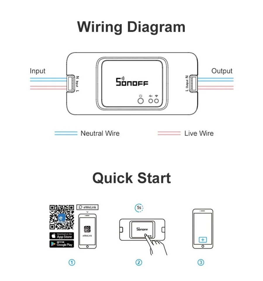 Умный переключатель SONOFF BASIC R3 Wi-Fi управление через приложение/LAN/Голосовое режим