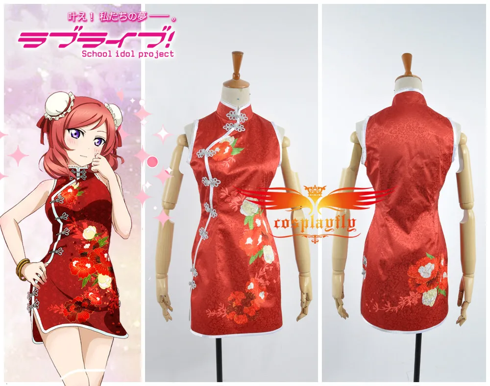 Люблю жить! August SR Nishikino Maki красный костюм без рукавов Чонсам для косплея на заказ