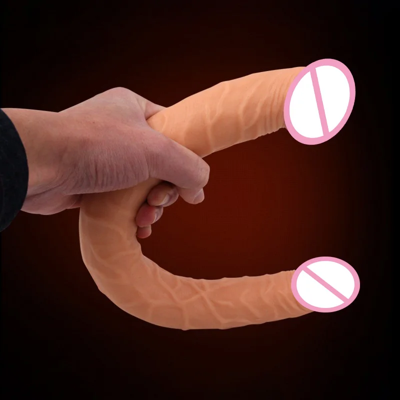 Двойной фаллоимитатор длинные Les интимные игрушки для женщин гибкий мягкий пенис
