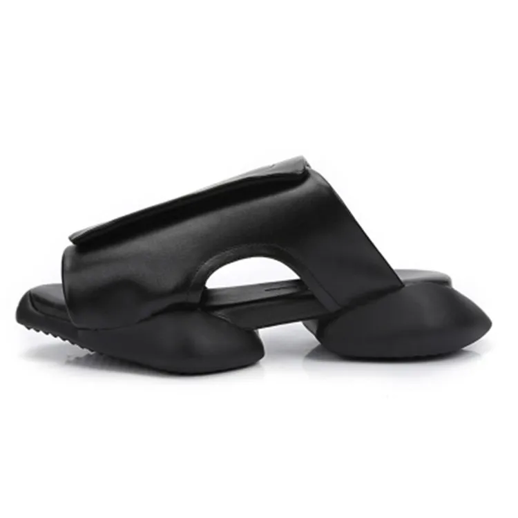 leather all black JAWAKYE/Новинка; мужские Вьетнамки; Шлепанцы из натуральной кожи; пляжная обувь; Летние черные сандалии; обувь для мужчин; Sapatenis Masculino - Цвет: leather all black