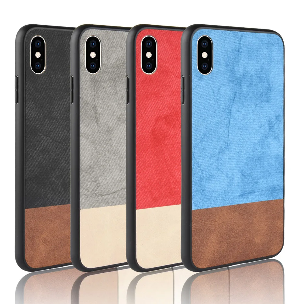 Luxury PU Leather Canvas Case For Apple iPhone XS Xs Retro Business Cowboy Hybrid Jeans Style Cover for X 5.8&quot | Мобильные