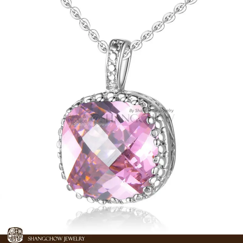 

New! Booming Fashion Jewelry Pink Kunzite Quartz 925 Sterling Silver Filled White Lady Pendant P0249