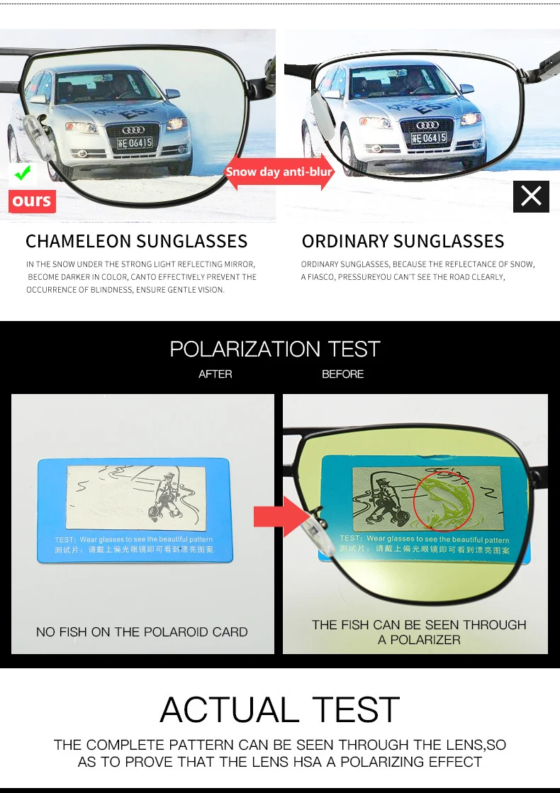Day Night Intelligent Photochromic Polarized Sunglasses Men Sunglasses for Drivers Women Safety Driving UV400 Sun Glasses Oculos