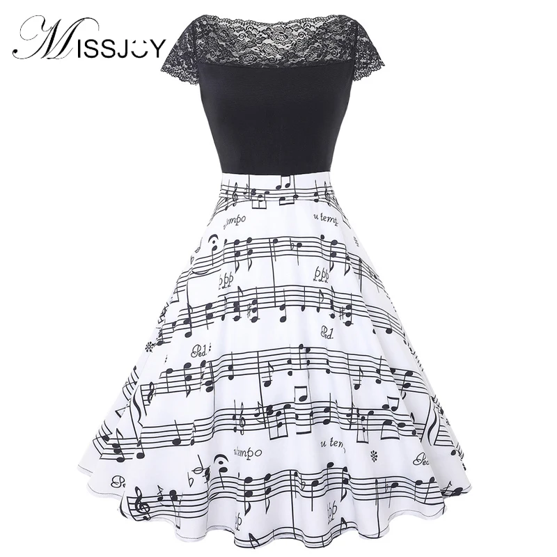 MISSJOY музыкальный платье с разрезом на шее открытой спиной Черное Кружевное