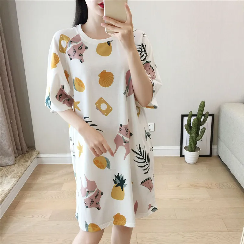 2019 Летняя Повседневная Ночная рубашка для женщин милые ночные рубашки с