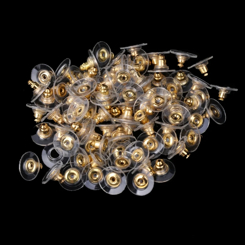 

100Pcs Earring Back Hypoallergenic Bullet Earring Back Safety Clutch with Pad Accessories New