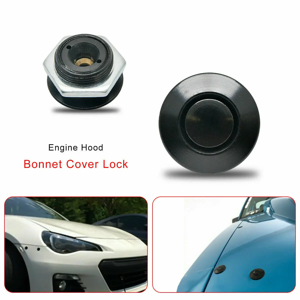 2pcs Universal Push Button Billet Hood Pin Bonnet Lock Clip Kit Car Auto Quick Latch Black | Автомобили и мотоциклы
