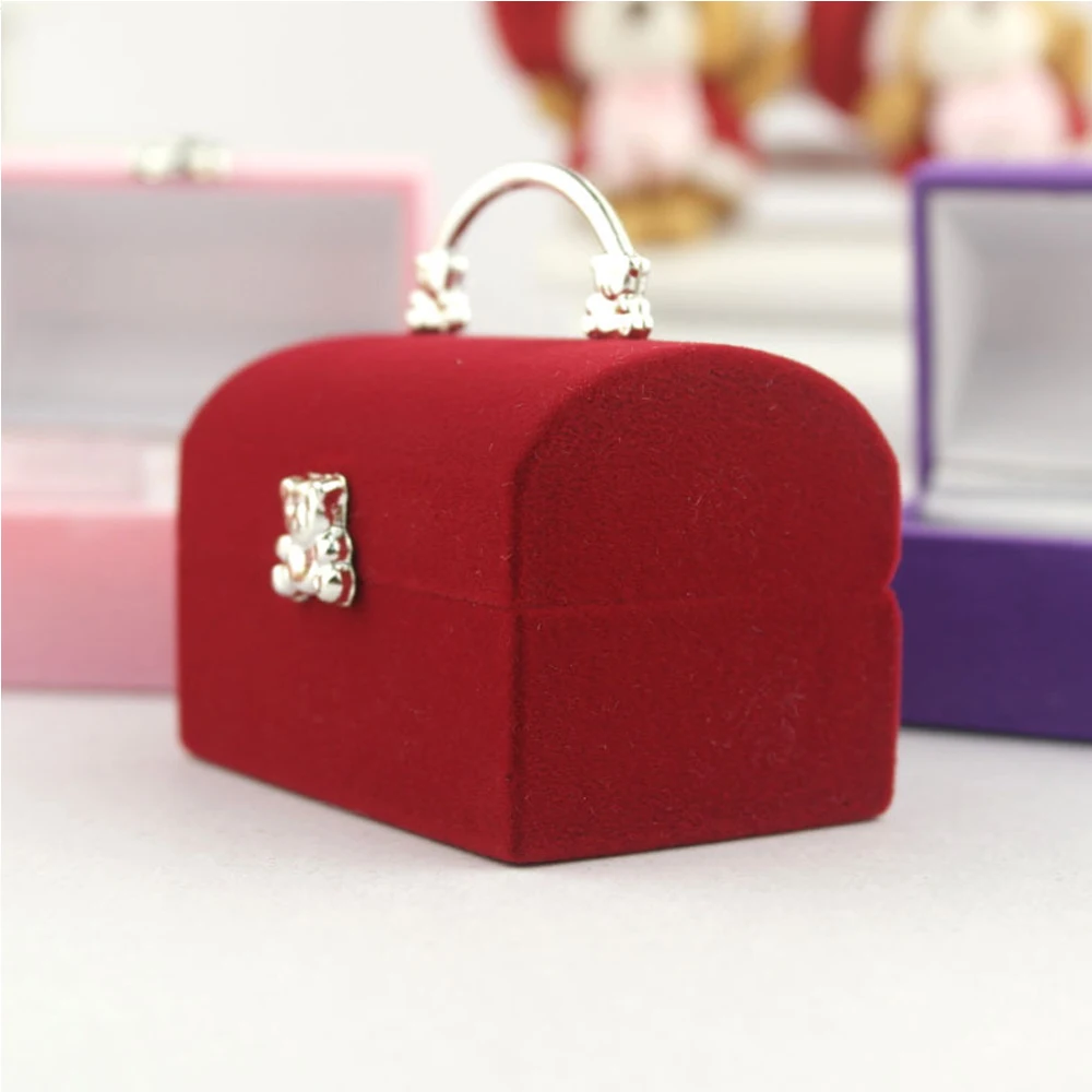 Мини-футляр в форме кольца сережек бархатная упаковка для ювелирных изделий