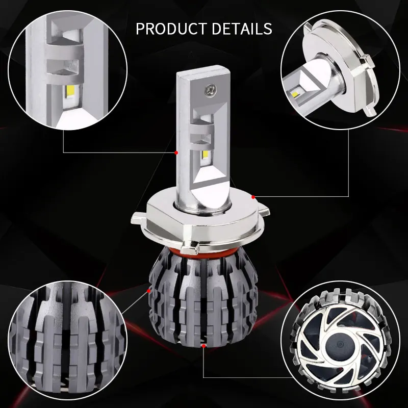 Супер Светодиодная лампа H4 Turbo LED HILO 12 в 60 Вт 6000LM 6000 К Автомобильные фары 9003