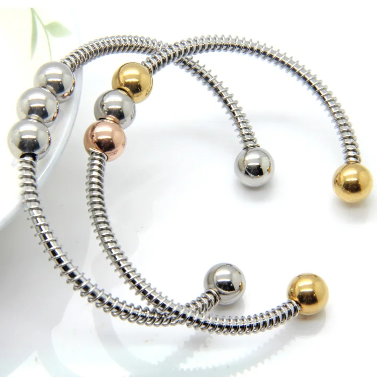 

3-color glossy beads bracelet, stainless steel bracelet women simple personality clothing accessories