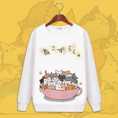 Модные костюмы для косплея Neko Atsume, толстовки с капюшоном и длинными рукавами, рисунок милой кошки, топы, зимние толстовки - Цвет: 17
