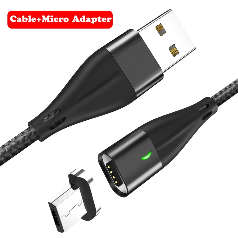 Black Wire-Micro USB Быстрая зарядка 3,0 3A Магнитный кабель 1 м/2 м магнитное зарядное устройство Micro usb type C кабель передачи данных для быстрой зарядки поддержка передачи данных - Цвет: Black Wire-Micro USB