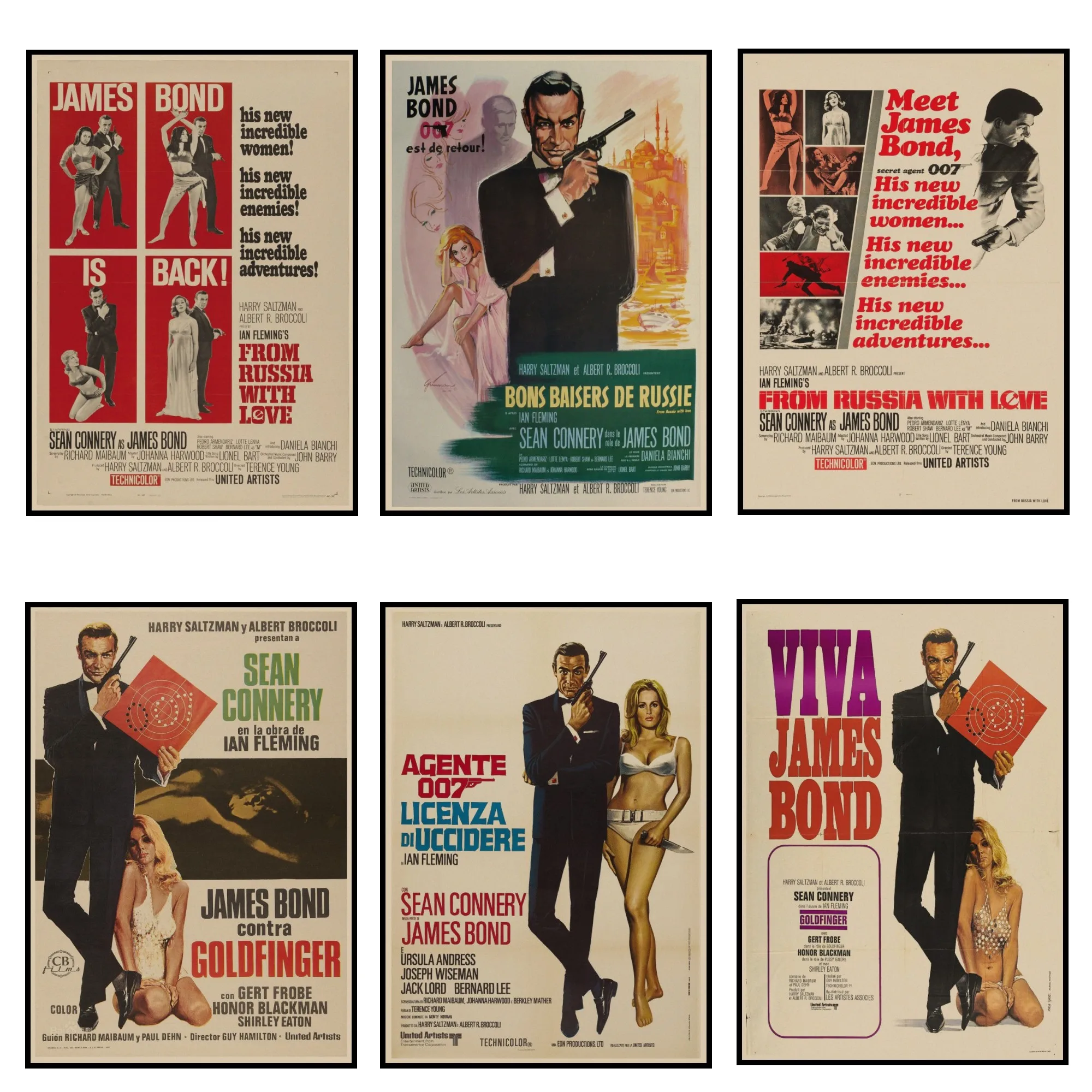 007 James Bond фильм плакат крафт-бумага стена коричневый ВИНТАЖНЫЙ ПЛАКАТ Бар Кафе гостиная плакаты обои домашний Декор подарок A3