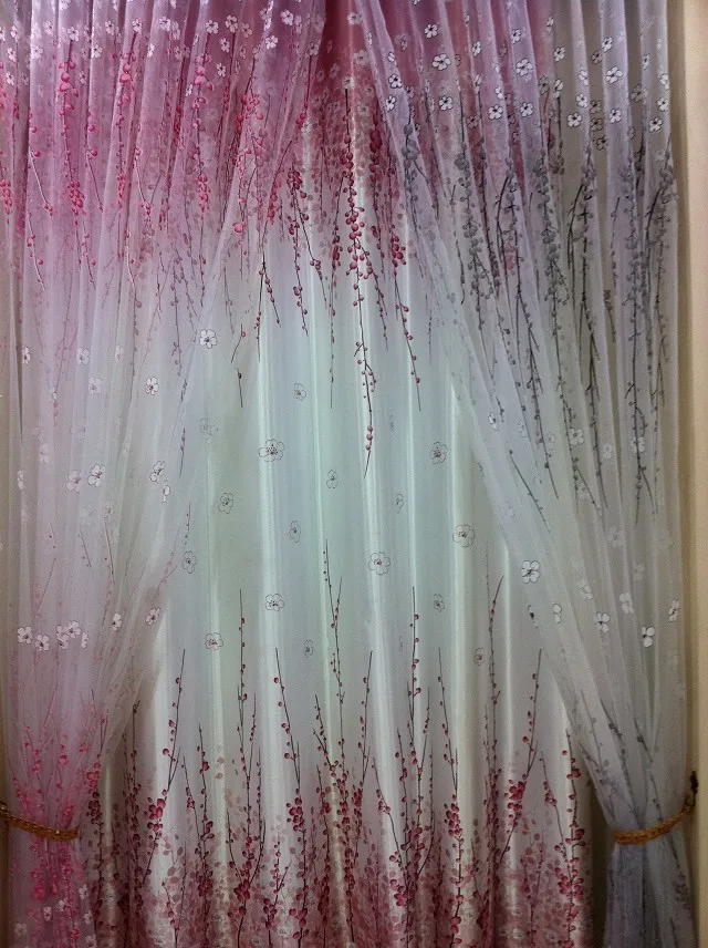 Оптовая продажа тюлевые шторы с цветочной вышивкой занавески персиковые для