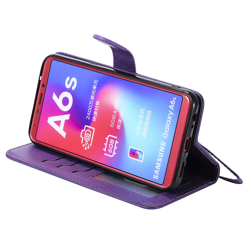 Leather Case For Samsung Galaxy A6S Wallet Flip Stand Strong Magnet Business Mobile Phone Cases Cover Decathable Two in one | Мобильные