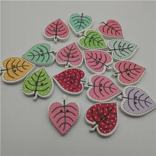 tree leaf 50 шт смешанные животные 2 отверстия смолы деревянные пуговицы для скрапбукинга ремесла DIY Детские аксессуары для шитья одежды украшения - Цвет: tree leaf
