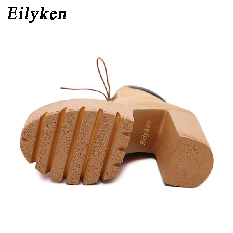 Eilyken модные весенние осенние женские ботильоны на платформе со шнуровкой толстом