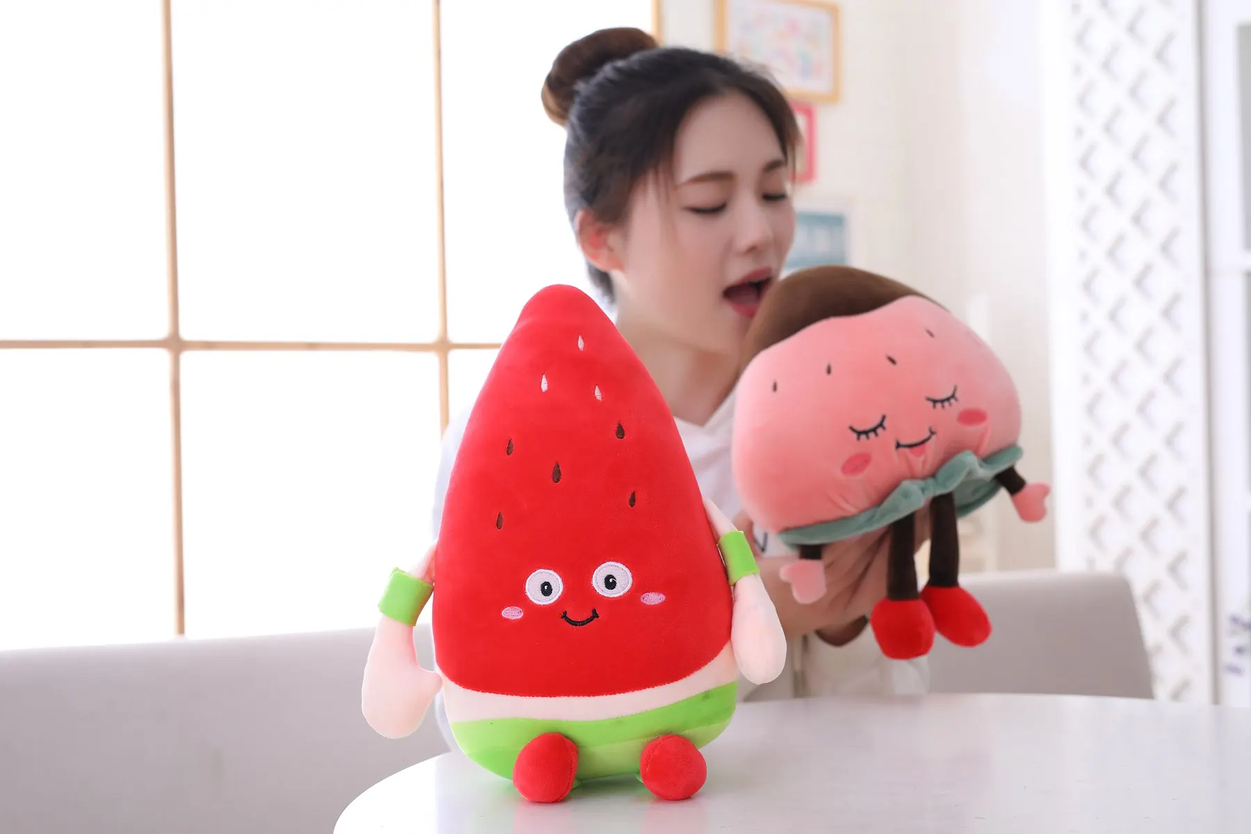 Арбуз и клубника Плюшевые игрушки растений каваи мультфильм милый кукла подушка для мальчиков и девочек подушки для детей