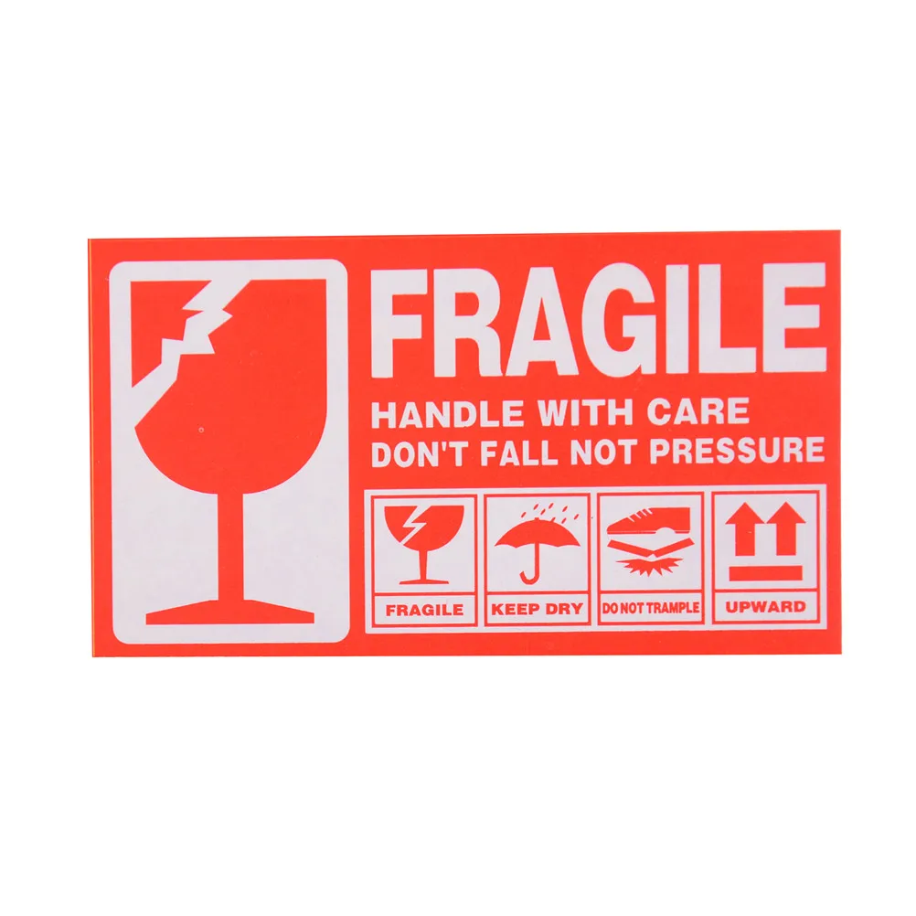 

50pcs/lot Fragile Warning Label Sticker 9x5cm Fragile Sticker Up And Handle With Care Keep Dry Shipping Express Label Stickers