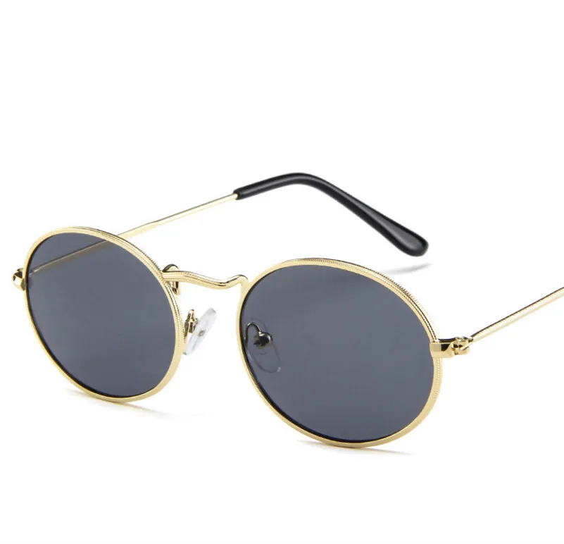Gold frame Black Cute Sexy Retro Oval Sunglasses Women Small Gold Black Vintage Retro Sun Glasses Female Red Eyewear For Women Driver Goggles - Название цвета: Gold frame Black