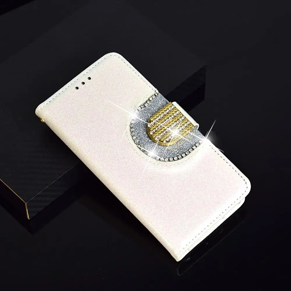 White Зеркальный алмазный кошелек флип чехол для huawei P Смарт блестящая Блестящая Глянцевая искусственная кожа Магнитные слоты для карт чехол для huawei P Smart - Цвет: White