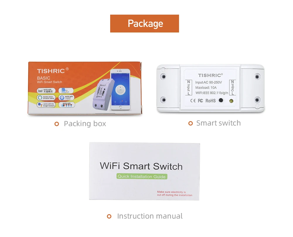 TISHRIC умный wifi переключатель беспроводной светильник Универсальный DIY модуль дистанционного управления умный дом автоматизация Alexa LAN eWelink 10A 16A