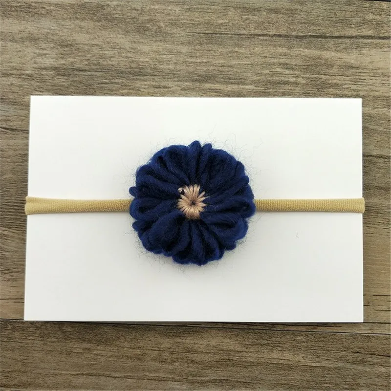 

6pcs/lot Handmade Children Nylon Headbands Colorful Flower Sweater Headband For Girls Hair Accessories High Elastic Head wear