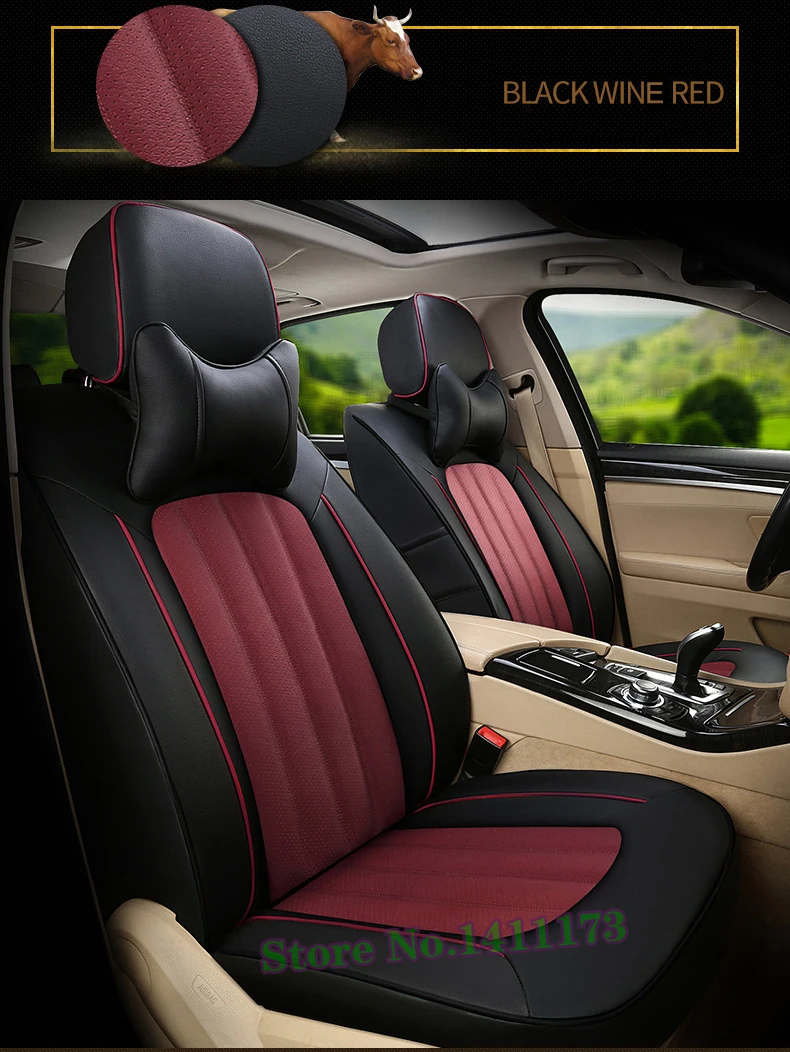 Автомобильные чехлы и подставки для сидений Toyota Wish, Кожаный Набор чехлов для сидений из воловьей кожи, кожзам, аксессуары