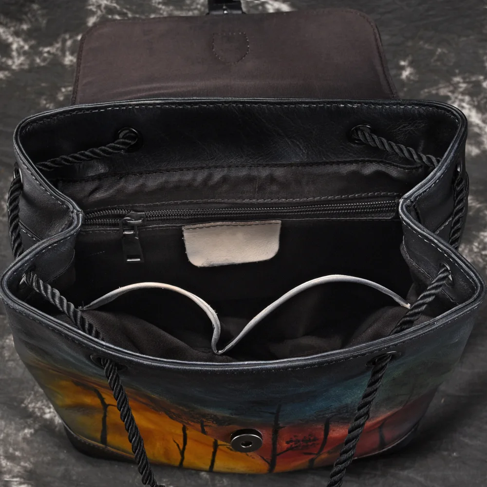 Женский рюкзак ручной работы в стиле ретро модный из натуральной кожи с