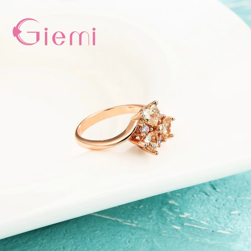 Big Promotion Fashion Popular Jewelry Rose Gold Champagne Color Cubic Zirconia Ring For Women Happy Birthday Party Gift | Украшения и