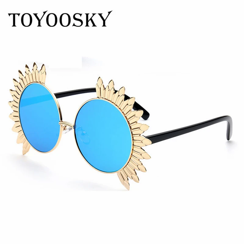 Toyoosky 2017 Ретро Круглый Защита от солнца очки женские и мужские брендовые