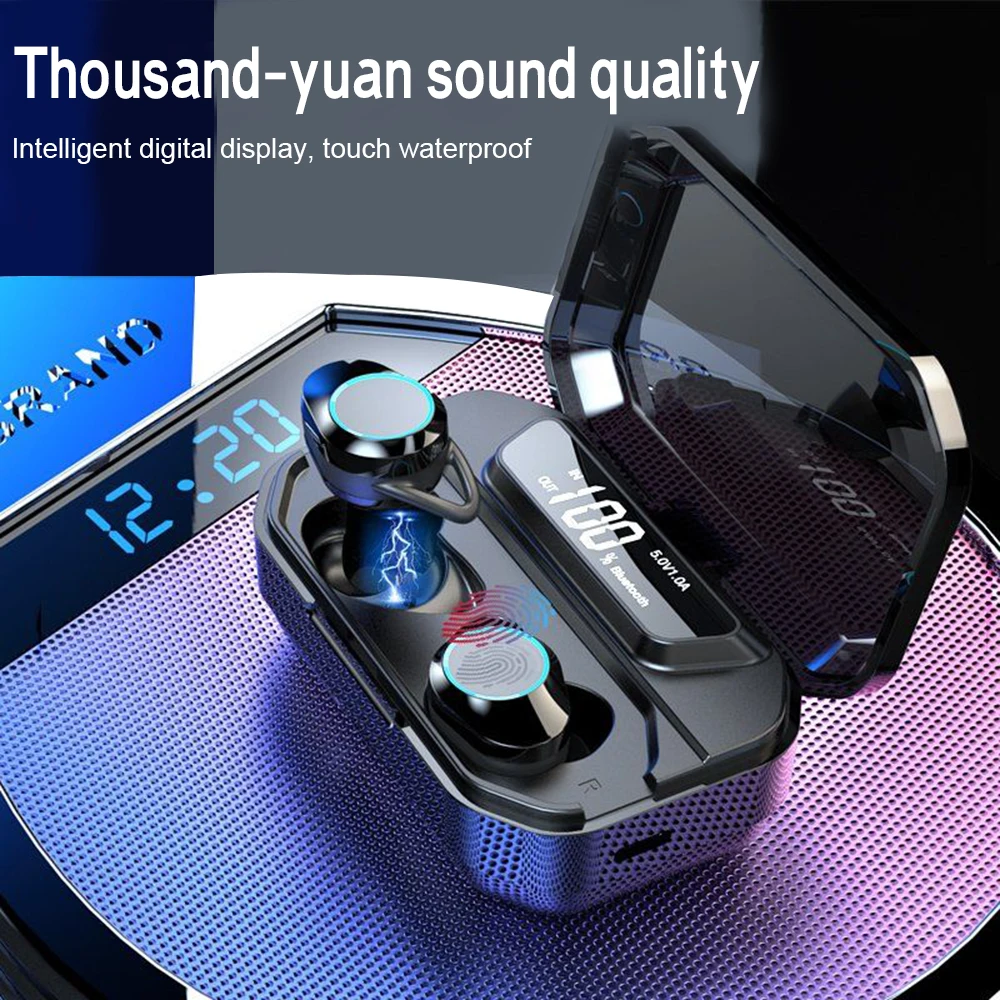 G02 TWS Bluetooth 6D Stereo Wireless in-ear Headset IPX7 Waterproof earbuds 3300mAh LED Display Smart Mobile Power for iphone |
