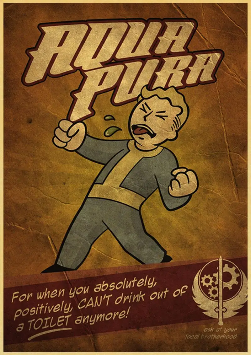 Винтаж Fallout 3 4 игры ретро плакаты домашний декор крафт классические обои высокое качество живопись
