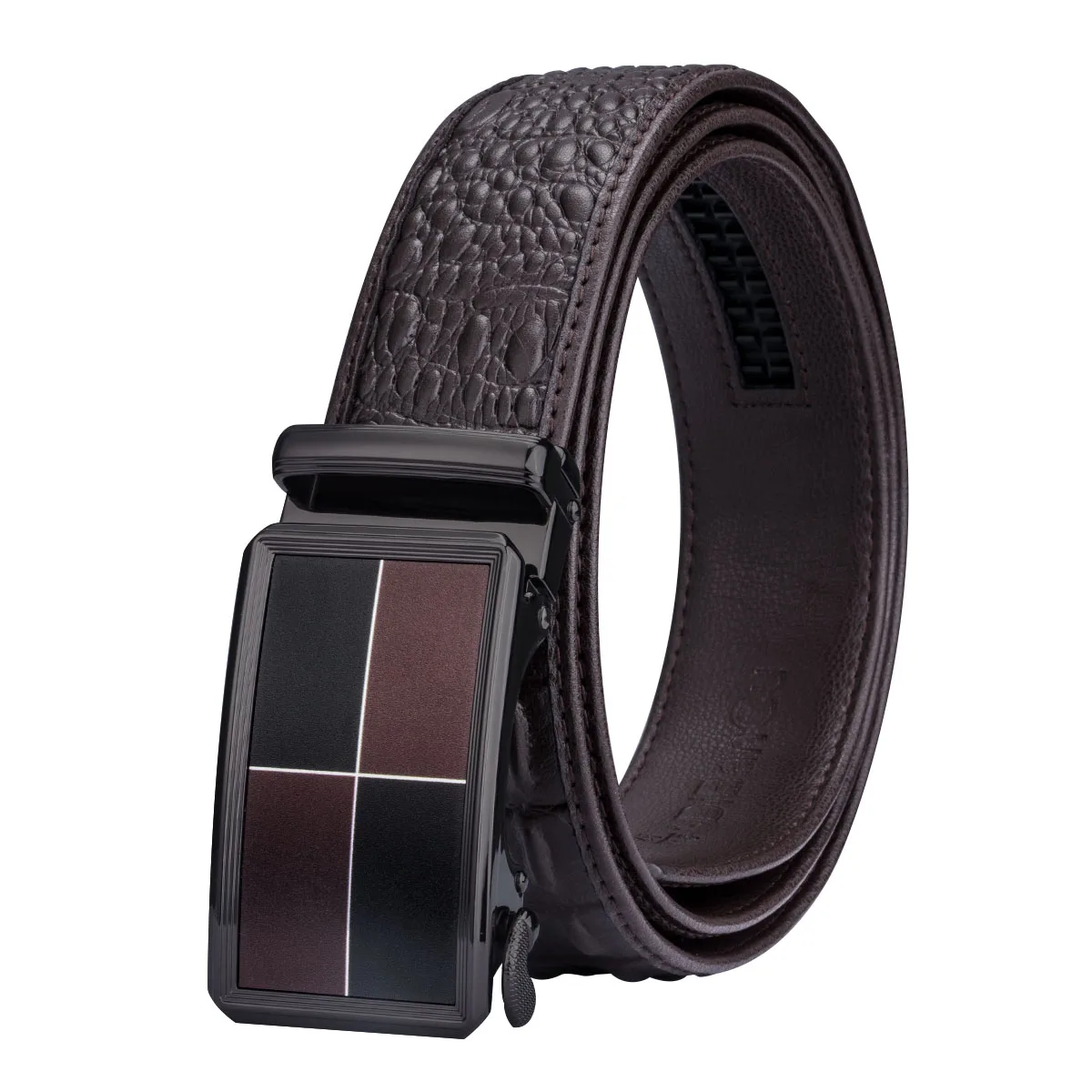 PD-0062-DF-B Hi-Tie, роскошный брендовый мужской ремень, коричневый, Воловья кожа, натуральная кожа, автоматическая пряжка, ремни для мужчин, ковбой, крокодиловый ремень, джинсовый ремень - Цвет: PD-0062-DF-B