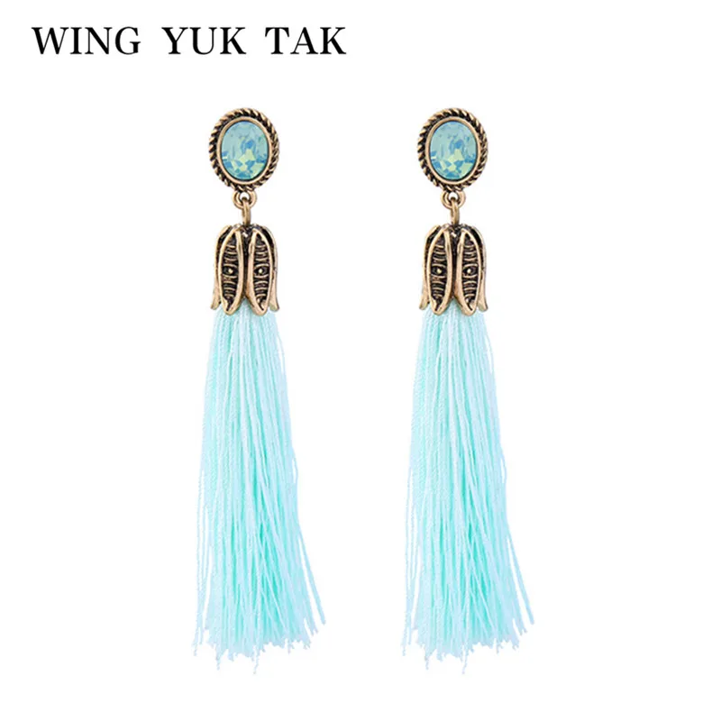 Женские винтажные серьги кисточки wing yuk tak с круглыми цветами и кристаллами